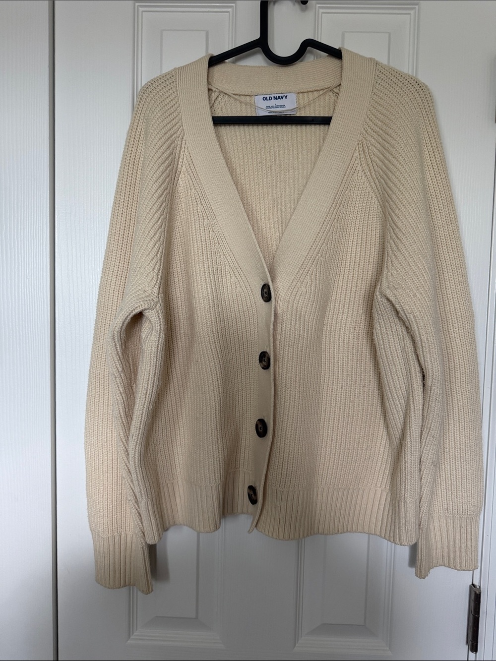 Old Navy Beige Button-Up Ribbed Cardigan